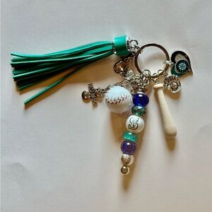 Seattle Mariners Beaded Keychain Purse Bag Charm